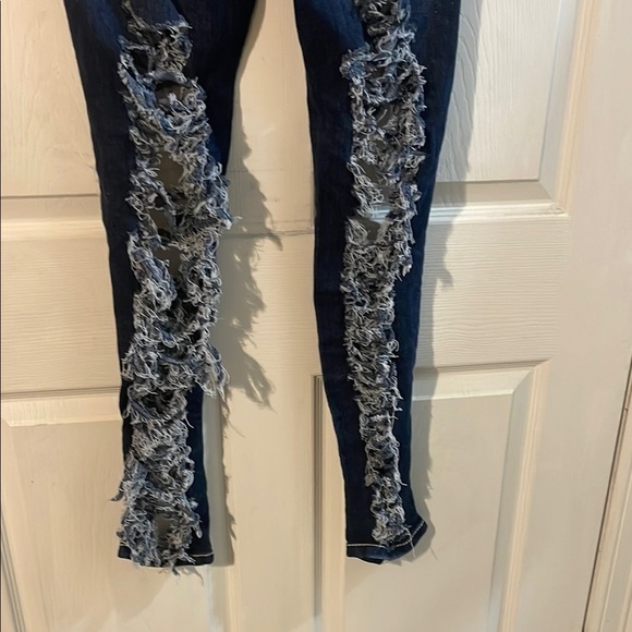 Paris Blues Dark Blue Distressed Skinny Jeans - Picture 6 of 10